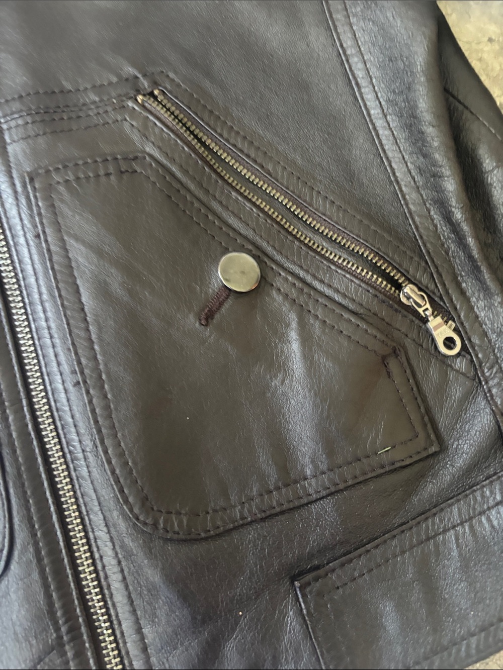 Studio Y Dark Brown Leather Moto Jacket - Picture 3 of 8